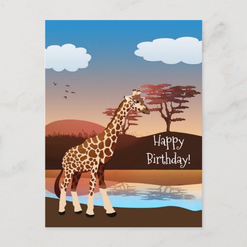 Cute Giraffe Animal Lover Child Birthday Postcard
