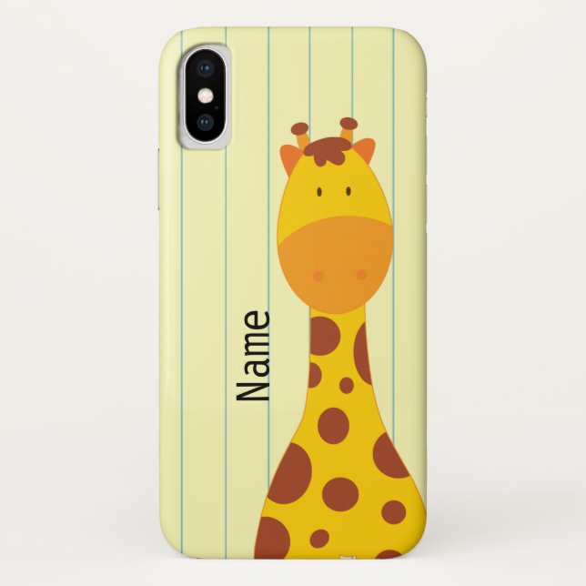 Cute Giraffe Animal Personalized Name Case-Mate iPhone Case (Back)