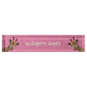 Cute Giraffe Animal Personalized Name Desk Name Plate