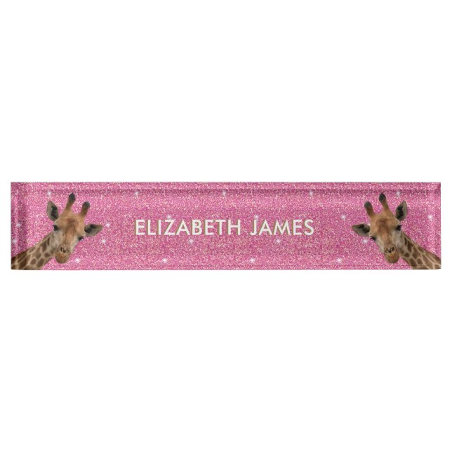 Cute Giraffe Animal Personalized Name Desk Name Plate (Front)