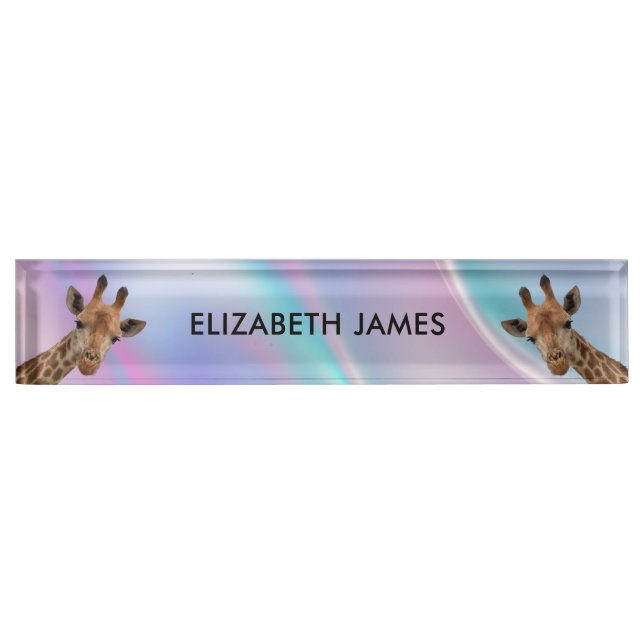 Cute Giraffe Animal Personalized Name Desk Name Plate (Front)