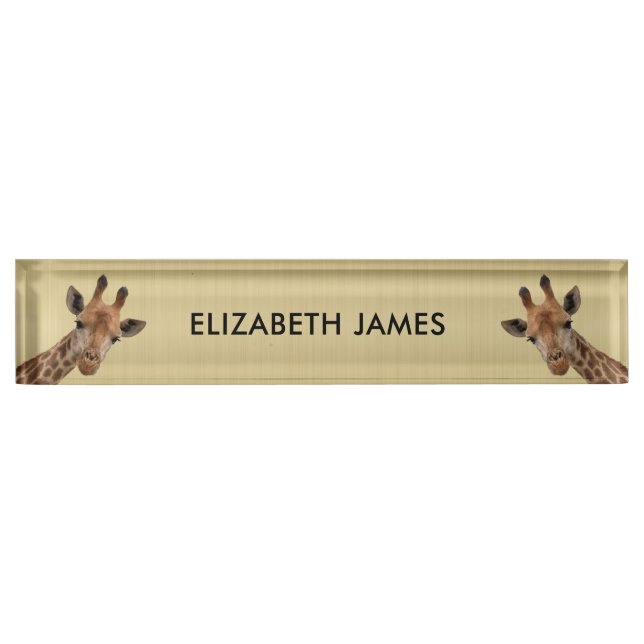 Cute Giraffe Animal Personalized Name Desk Name Plate (Front)