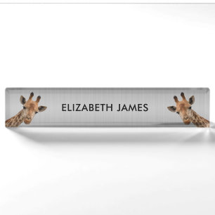 Cute Giraffe Animal Personalized Name Desk Name Plate