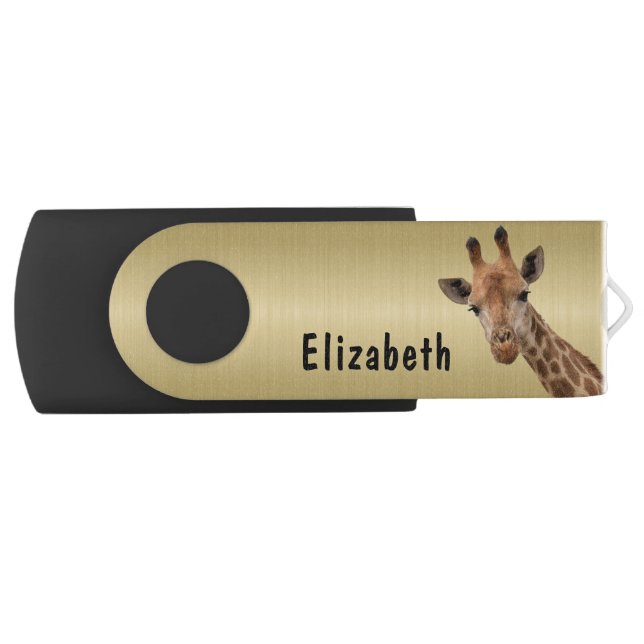 Cute Giraffe Animal Personalized Name Flash Drive (Front)