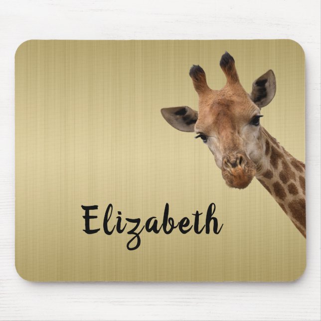 Cute Giraffe Animal Personalized Name Mouse Pad (Front)