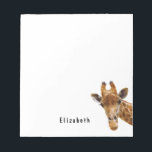 Cute Giraffe Animal Personalized Name Notepad<br><div class="desc">Cute and stylish notepad features photography of a cute giraffe on a white background. Personalize with your own name or text. this giraffe notepad will be a perfect personized gift.</div>