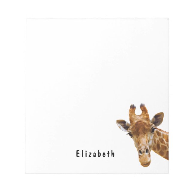 Cute Giraffe Animal Personalized Name Notepad (Front)