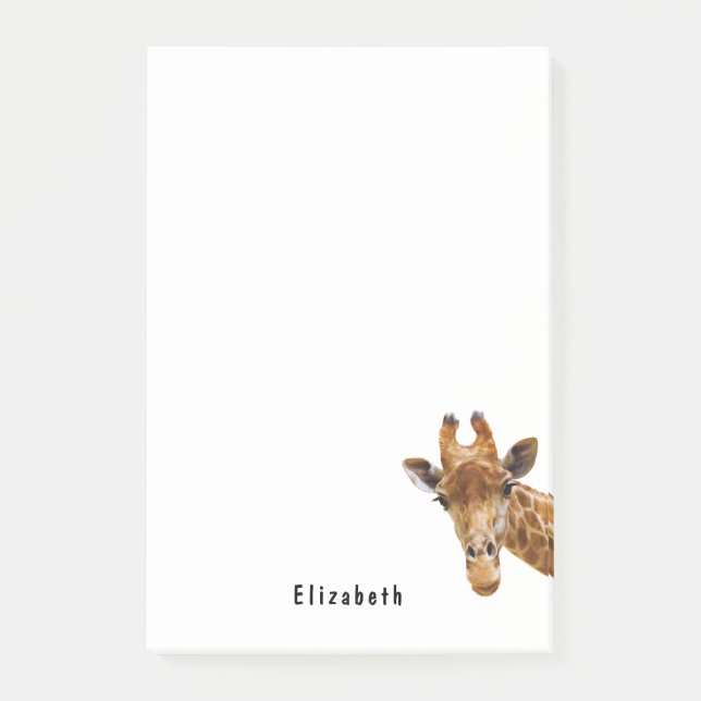 Cute Giraffe Animal Personalized Name Post-it Notes (Front)