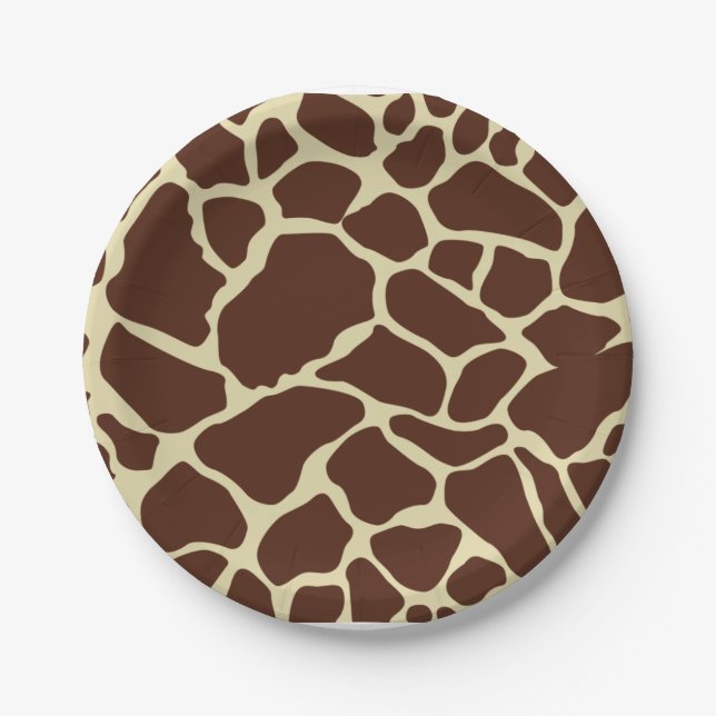 Cute Giraffe Animal Print Fun Party Paper Plates (Front)