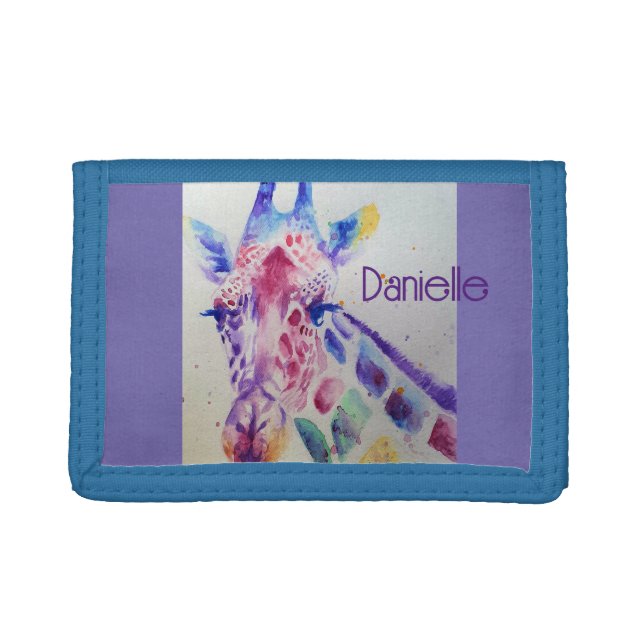 Cute Giraffe Animal Watercolor Painting Art Wallet (Front)