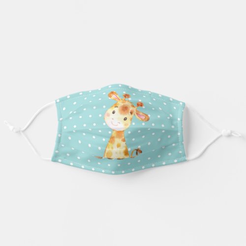 Cute Giraffe Aqua Teal Turquoise and Yellow Adult Cloth Face Mask