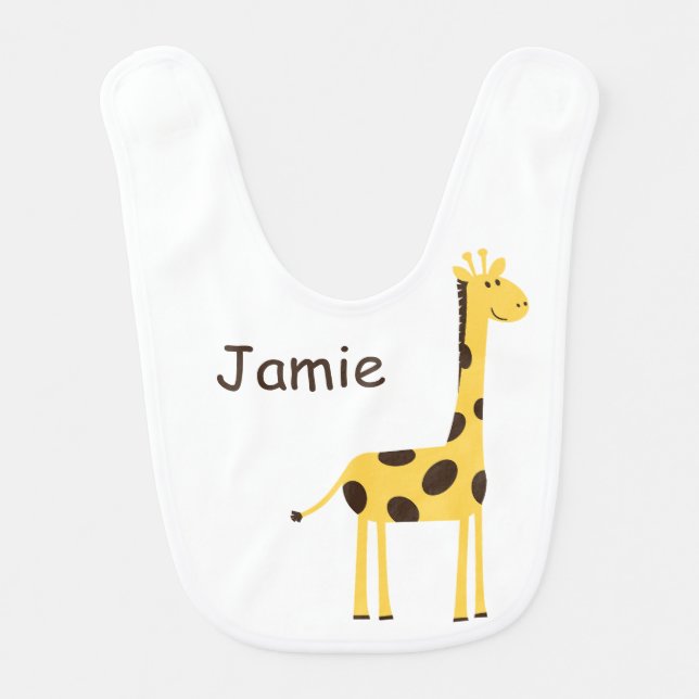 Cute Giraffe Art Personalised Baby Bib (Front)