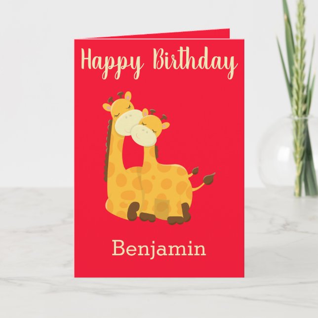 Cute Giraffe Baby Birthday Card (Front)