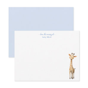 Cute Giraffe Baby boy nursery Thank You card