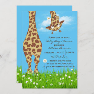 Cute Giraffe Baby Boy Shower Invitation