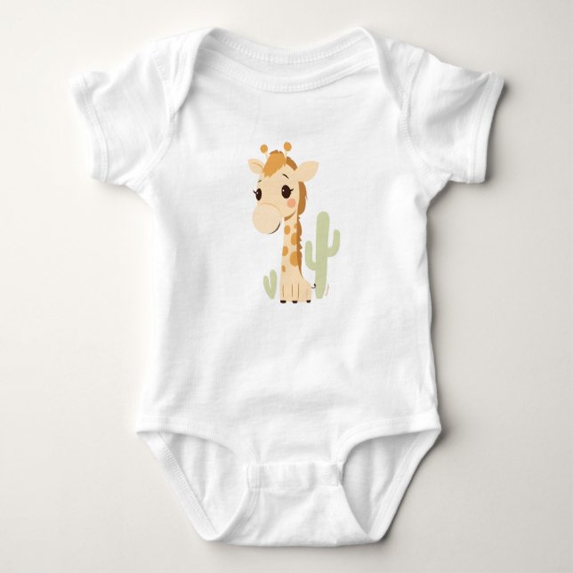 Cute Giraffe Baby Jersey Bodysuit (Front)