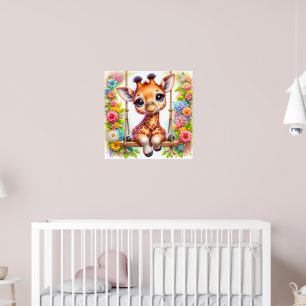 Cute giraffe baby nursery  poster