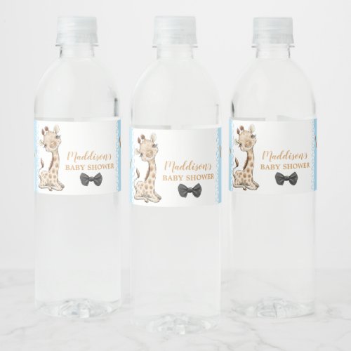 Cute Giraffe Baby Shower Birthday Water Bottle Label