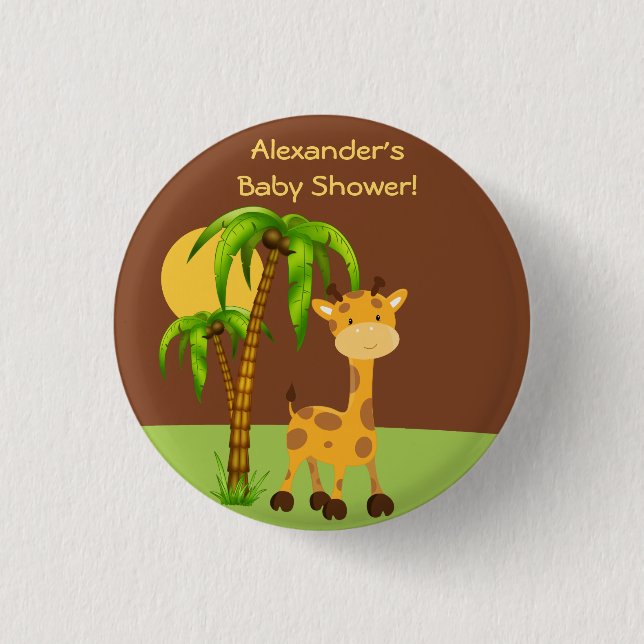 Cute Giraffe  Baby Shower Button (Front)