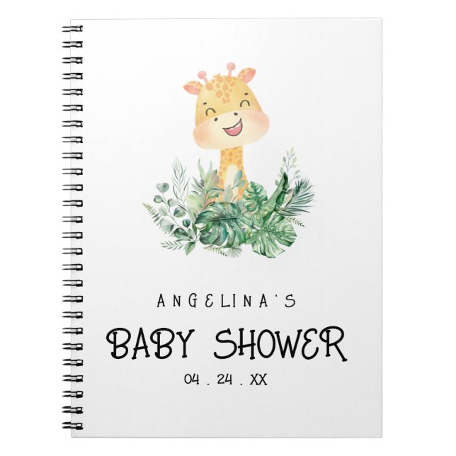 Cute Giraffe Baby Shower Gift List Notebook (Front)