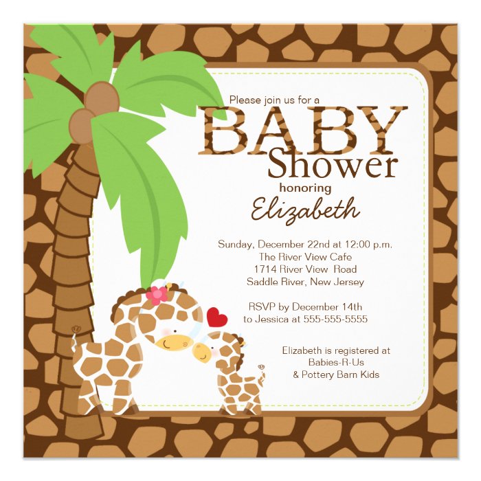 Cute Giraffe Baby Shower Invitation
