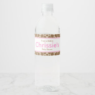 Cute Giraffe Baby Shower Party Water Bottle Label