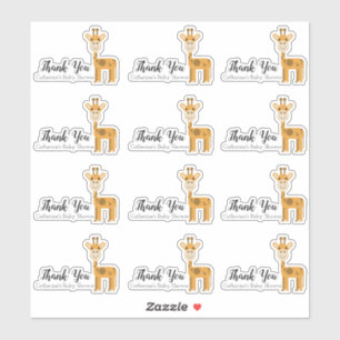 Cute Giraffe Baby Shower Thank You Set Sticker