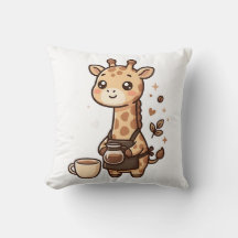 Cute Giraffe Barista Apron Throw Pillow