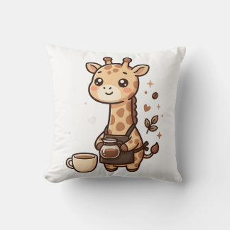 Cute Giraffe Barista Apron Throw Pillow