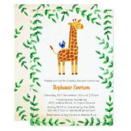 Cute Giraffe & Bird Baby Shower Invitations