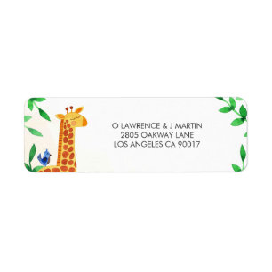 Cute Giraffe Bird Greenery Label