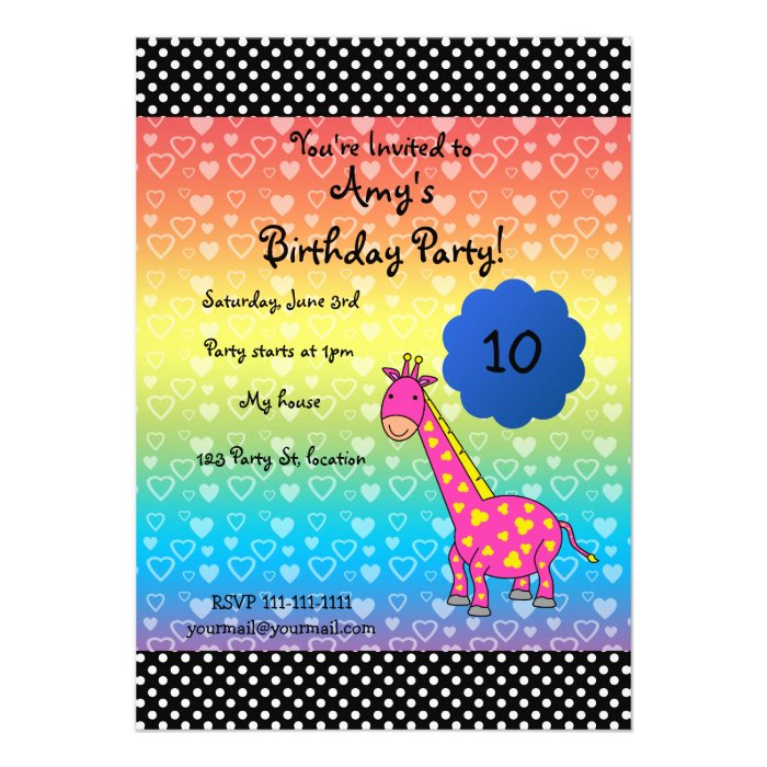 Cute giraffe birthday invitation