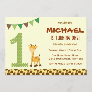 Cute Giraffe Birthday Party Invitation by melanileestyle at Zazzle
