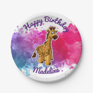 Cute Giraffe Birthday Party Plates