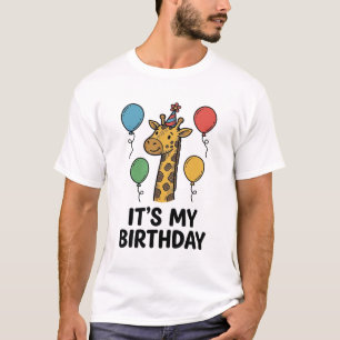 Cute Giraffe Birthday Shirt Vintage Party Design_1