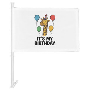 Cute Giraffe Birthday Shirt Vintage Party Design_1 Car Flag
