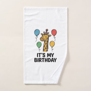 Cute Giraffe Birthday Shirt Vintage Party Design_1 Hand Towel