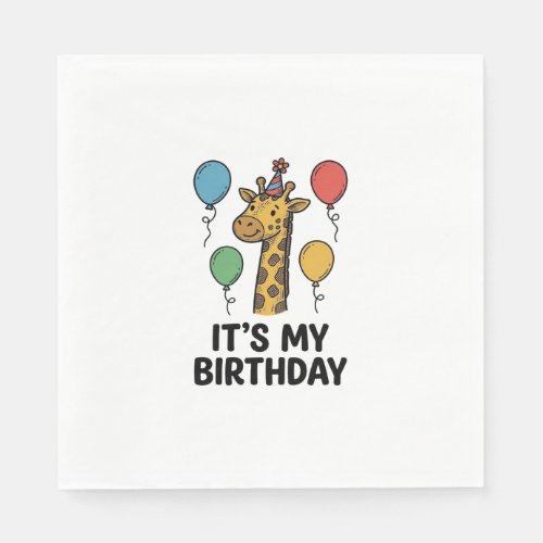 Cute Giraffe Birthday Shirt Vintage Party Design_1 Napkins