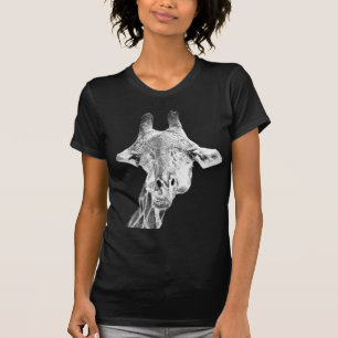 Cute Giraffe Black & White Modern Funny Animal T-Shirt