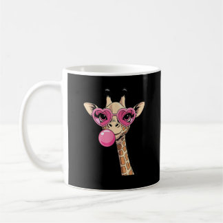 Cute Giraffe Blowing Pink Bubble Gum Sunglasses  Coffee Mug
