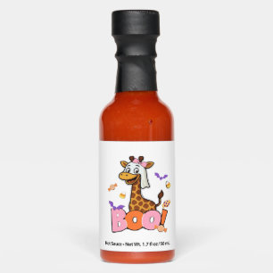 Cute Giraffe Boo Ghost, Spooky Halloween Animal Cl Hot Sauces