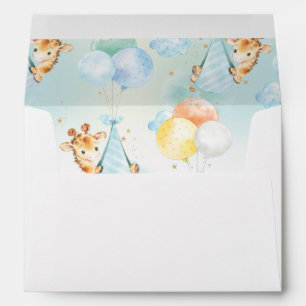 Cute Giraffe Boy Baby Shower Jungle Animals Envelope