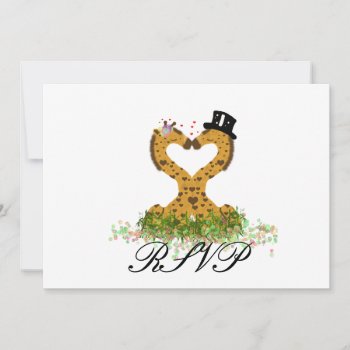 Cute Giraffe Bride And Groom Rsvp Reply Card by VintageEnchantment at Zazzle