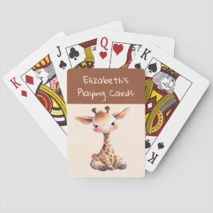 Cute giraffe brown cream kids poker cards