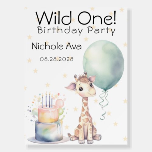 Cute Giraffe Cake Balloon 1st Birthday Gift Custom Foam Board