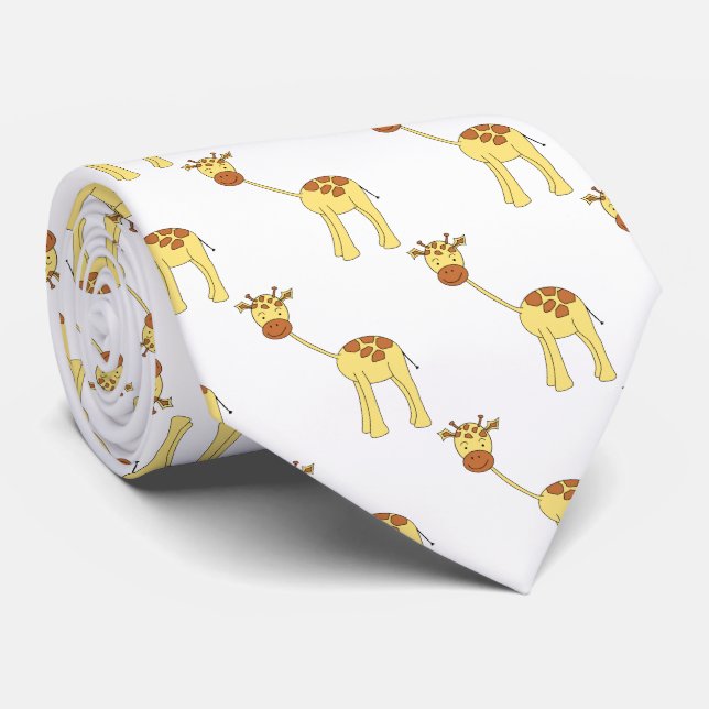 Cute Giraffe Cartoon Neck Tie (Rolled)