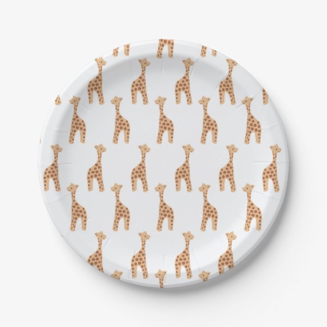 cute giraffe cartoon printed paper plates (Front)