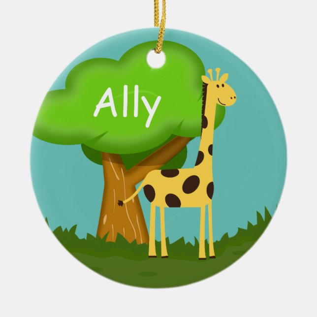 Cute Giraffe Ceramic Ornament (Front)