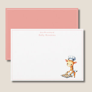 Cute Giraffe Chef Girl Baking Nursery Thank You  Note Card
