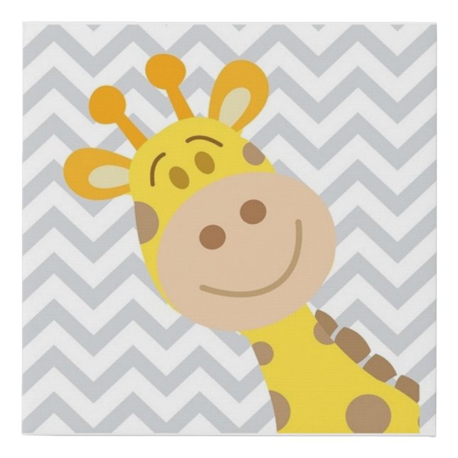 Cute Giraffe. Chevrons. Faux Canvas Print (Front)